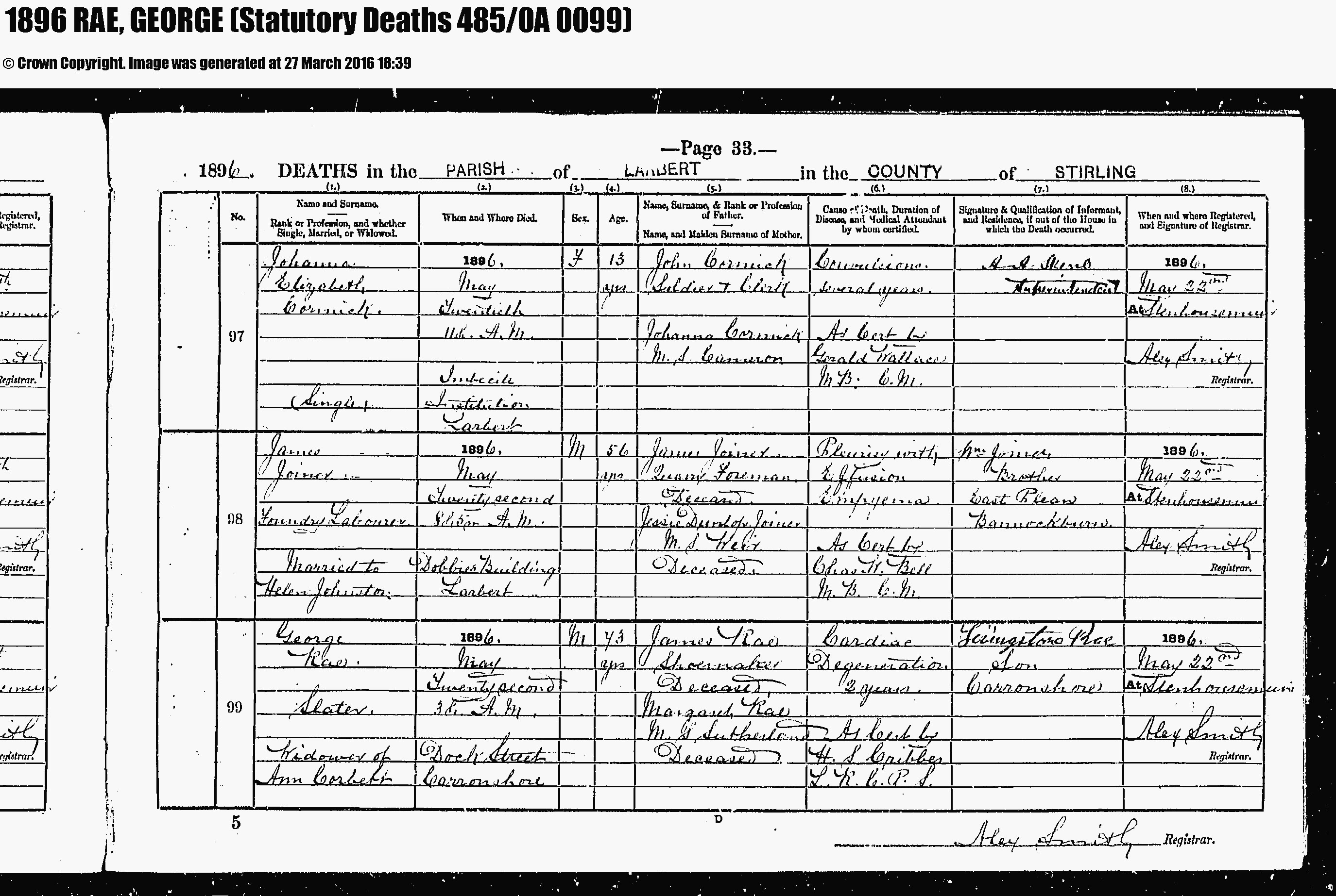 1896 death George RAE, Linked To: <a href='i872.html' >Ann Corbet °</a>